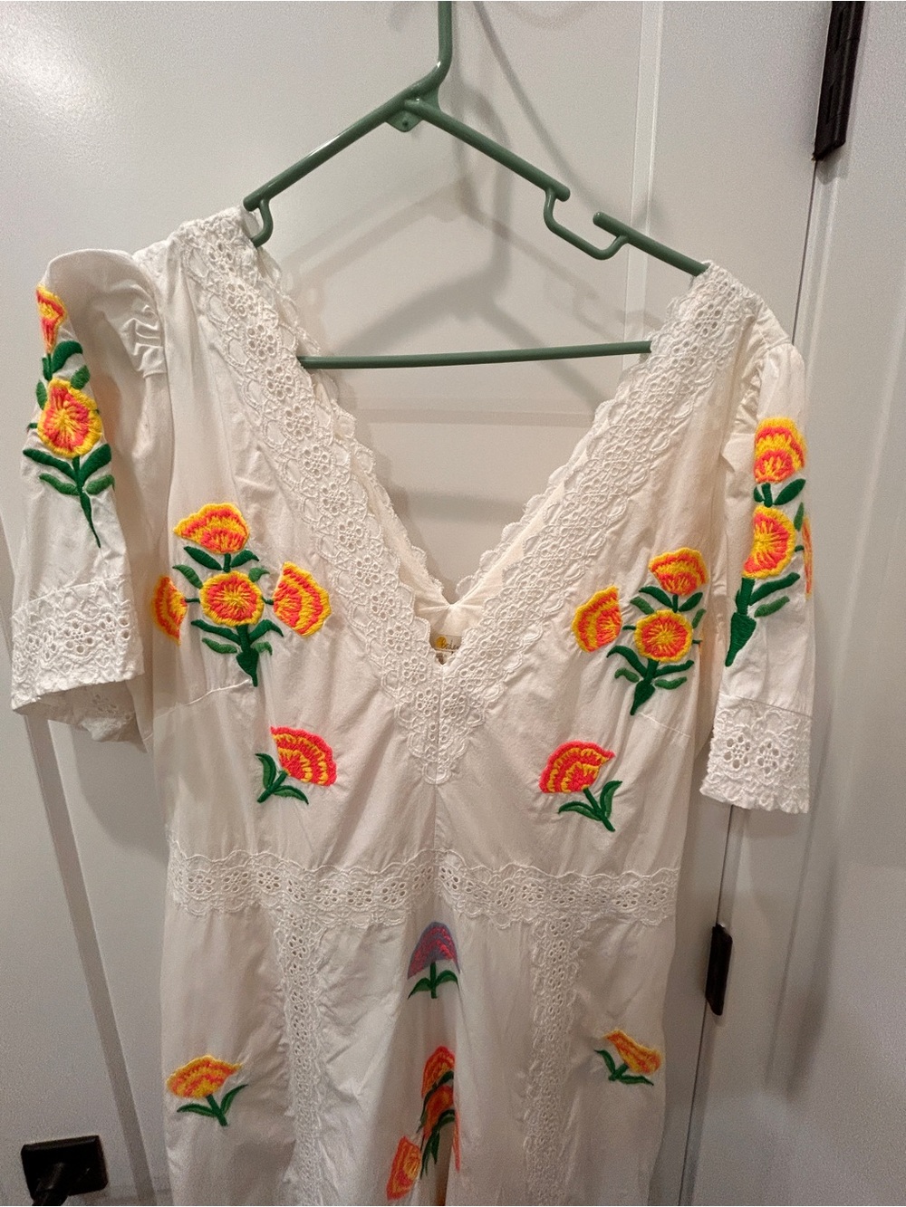 Boden white Lace-Trim V-Neck dress - Picture 6 of 13